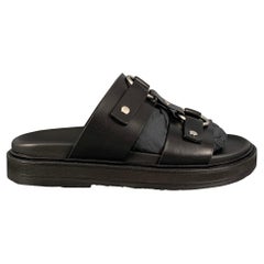 Used CELINE Size 8 Black Leather Gladiator Sandals