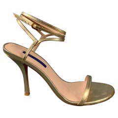 STUART WEITZMAN Size 8 Gold Leather Ankle Strap Sandals