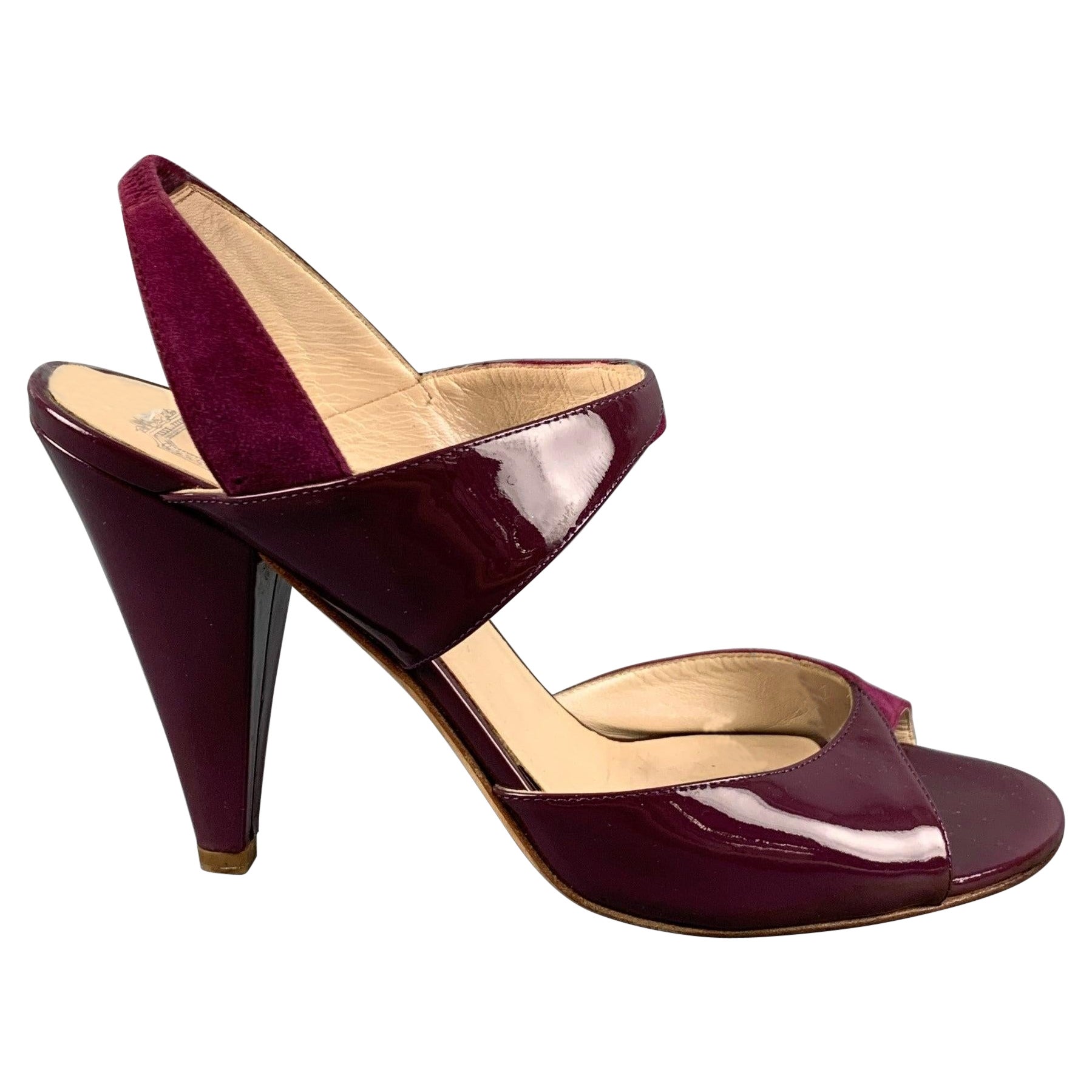 CHRISTIAN DIOR Size 9 Purple Patent Leather Sandals For Sale
