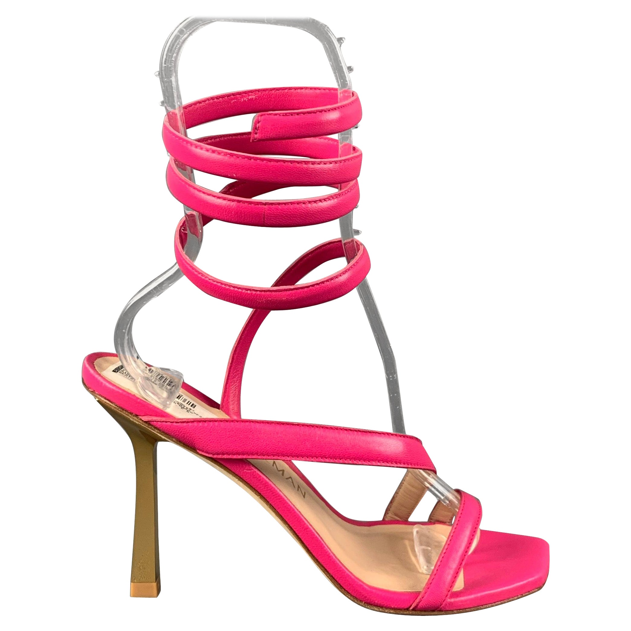 STUART WEITZMAN Size 9 Pink Leather Beatrix Wrap Around Sandals For Sale
