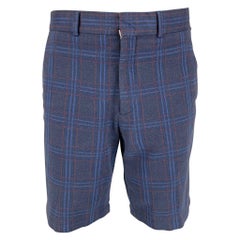 LOUIS VUITTON Fliegen Shorts aus Baumwolle und Polyester mit Reißverschluss in Blau und Rot, Größe 32