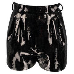 SAINT LAURENT Größe 2 Schwarze plissierte Shorts aus Wolle