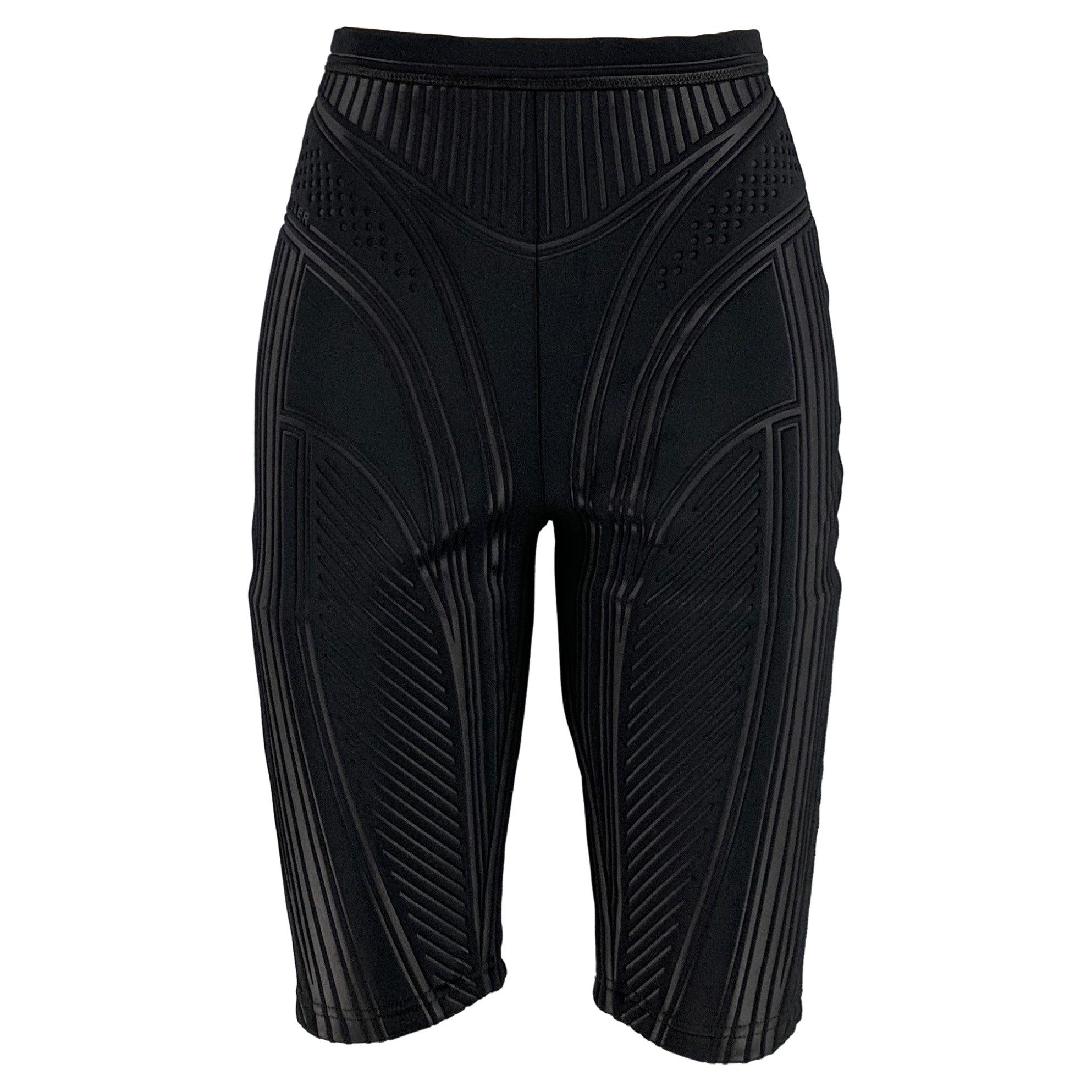 MUGLER Size 4 Black Polyester Blend Elastic Waistband Shorts For Sale