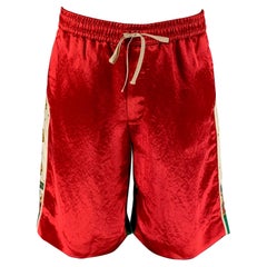 GUCCI 2019 Größe 30 Rot Beige Graphic Acetat-Shorts mit Grafikmuster