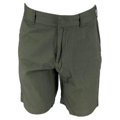 TOMAS MAIER Size 34 Olive Solid Cotton Zip Fly Shorts