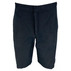 PRADA Short plat à l'avant en coton mélangé bleu marine taille 34