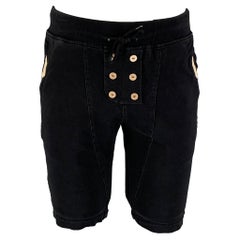VERSACE Size L Black Cotton Spandex Drawstring Shorts