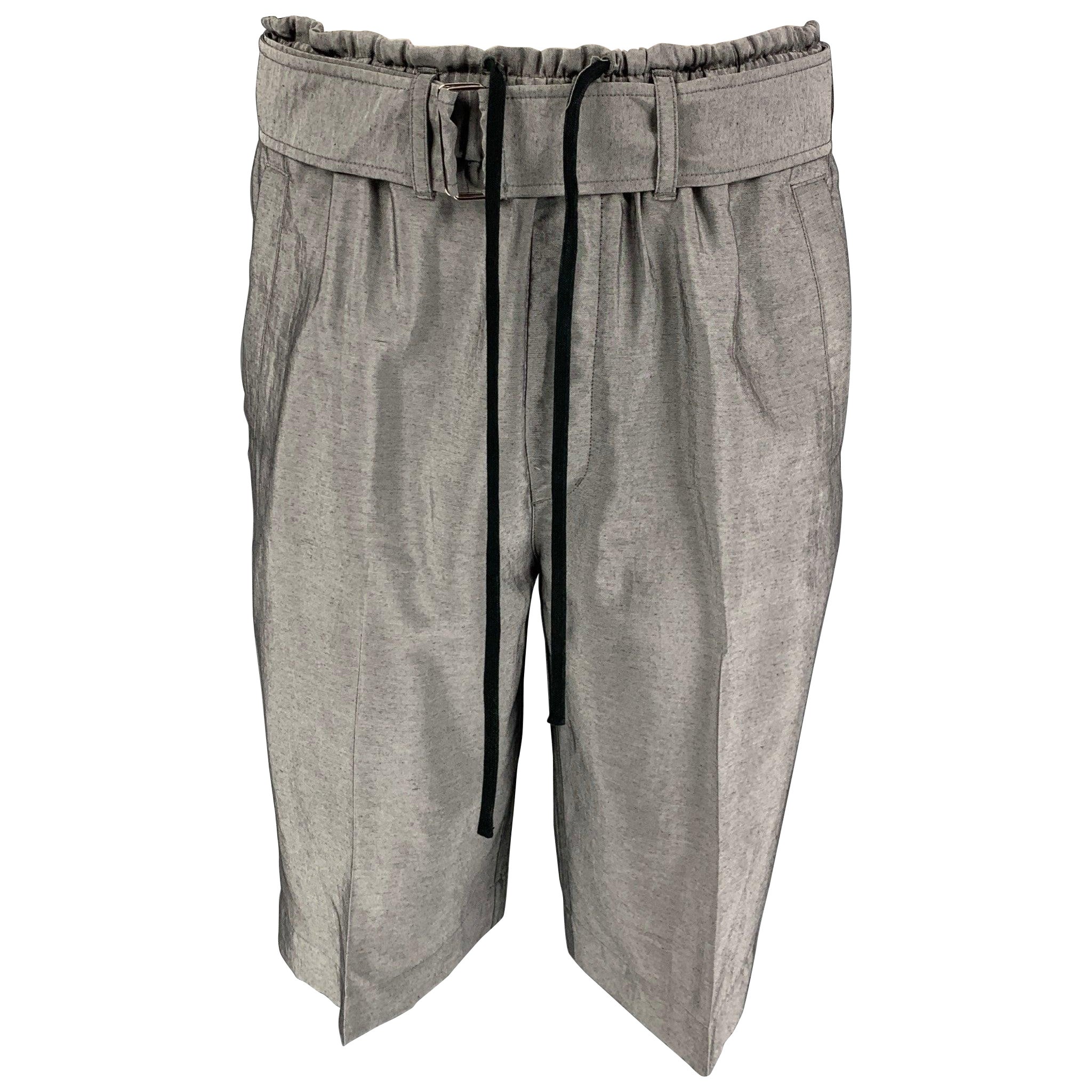 3.1 PHILLIP LIM Size 31 Silver Viscose Blend Belted Shorts For Sale