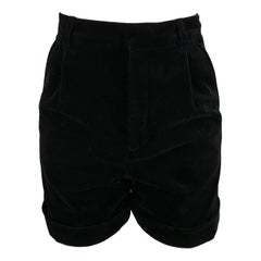 SAINT LAURENT Größe 2 Schwarze Baumwoll-Shorts mit hoher Taille