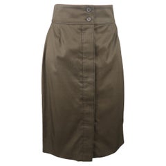 YVES SAINT LAURENT by TOM FORD Size 8 Dark Green Cotton Pencil Skirt