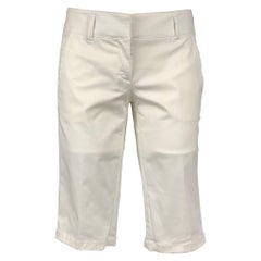 PRADA Size 2 White Cotton Blend Bermuda Shorts