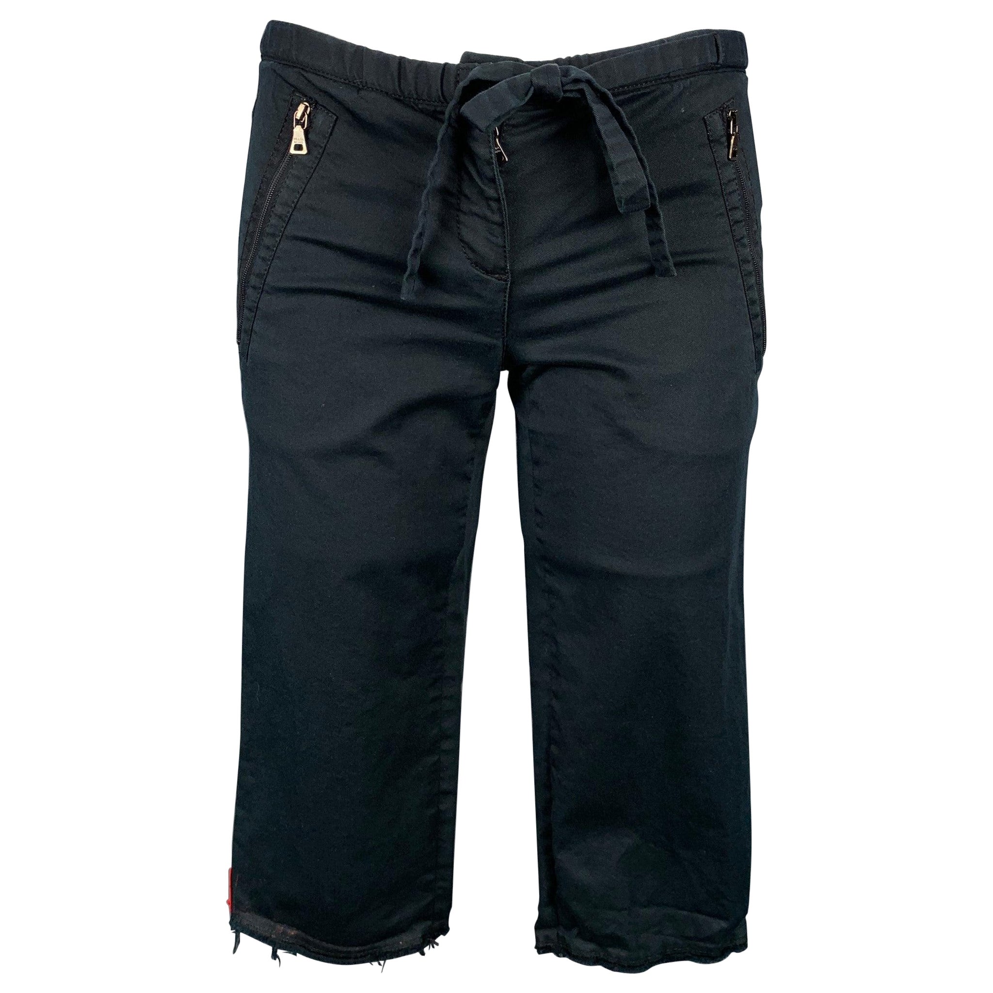 PRADA Size 2 Black Cotton Blend Raw Edge Shorts For Sale