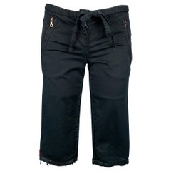 PRADA Size 2 Black Cotton Blend Raw Edge Shorts