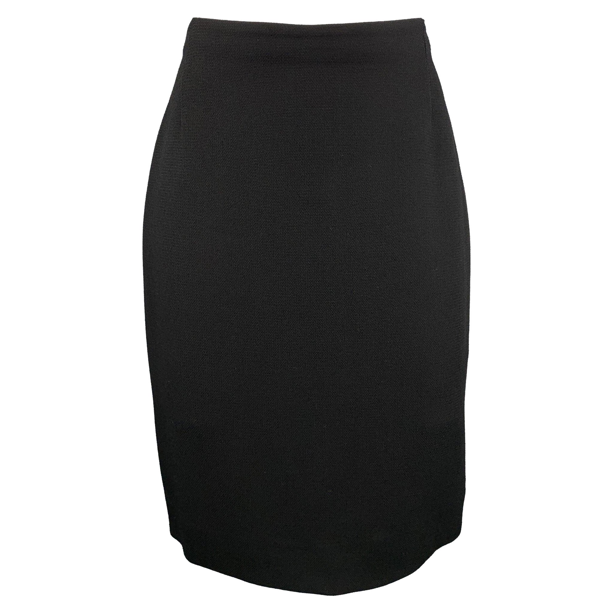 GIANNI VERSACE Size 8 Black Textured Pencil Skirt For Sale