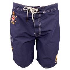 Used POLO by RALPH LAUREN Size S Navy Contrast Stitch Cotton / Nylon Shorts