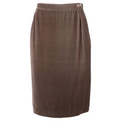 MISSONI Size 6 Taupe Silk Blend Velvet Pencil  Skirt