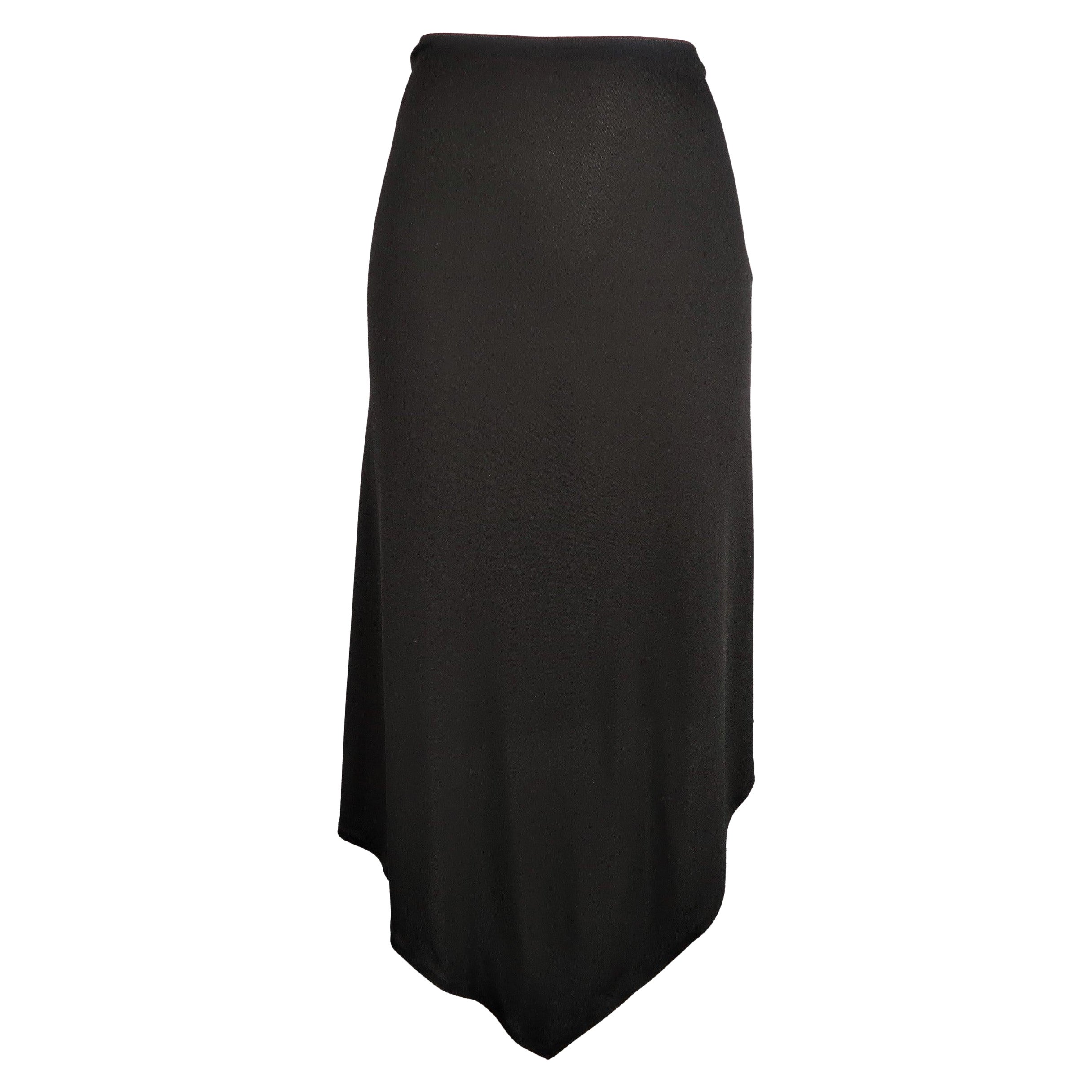 JEAN PAUL GAULTIER Size 10 Black Rayon Asymmetrical Point Hem A Line Skirt For Sale