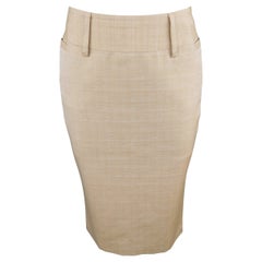 Used DOLCE & GABBANA Size 2 Beige Silk Pencil Skirt
