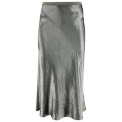 VINCE Size L Green Acetate Elastic Waistband Mid-Calf Skirt