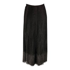 RALPH LAUREN Size 6 Black Silk Beaded Evening Long Skirt