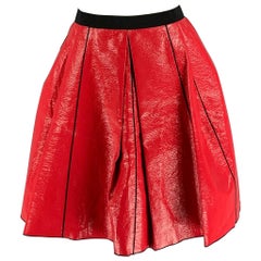 MARC JACOBS Size 2 Red Black Coated Cotton Solid A-Line Skirt