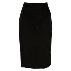 DONNA KARAN Size 8 Black Wool Lycra Pencil Mid-Calf Skirt