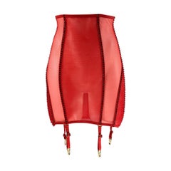 LA PERLA Size S Red Polyamide Elastane Mesh Corset Skirt