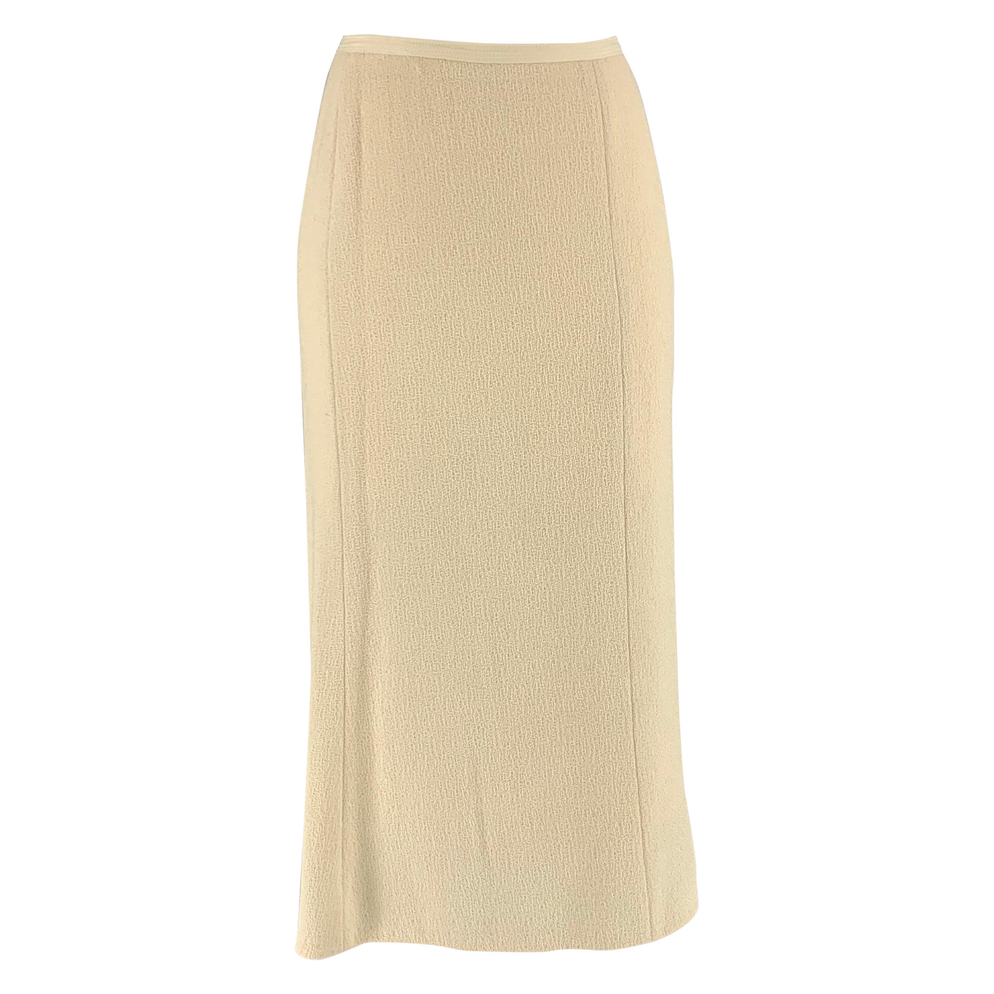 NARCISO RODRIGUEZ Size 6 Cream Viscose Wool A-Line Long Skirt For Sale