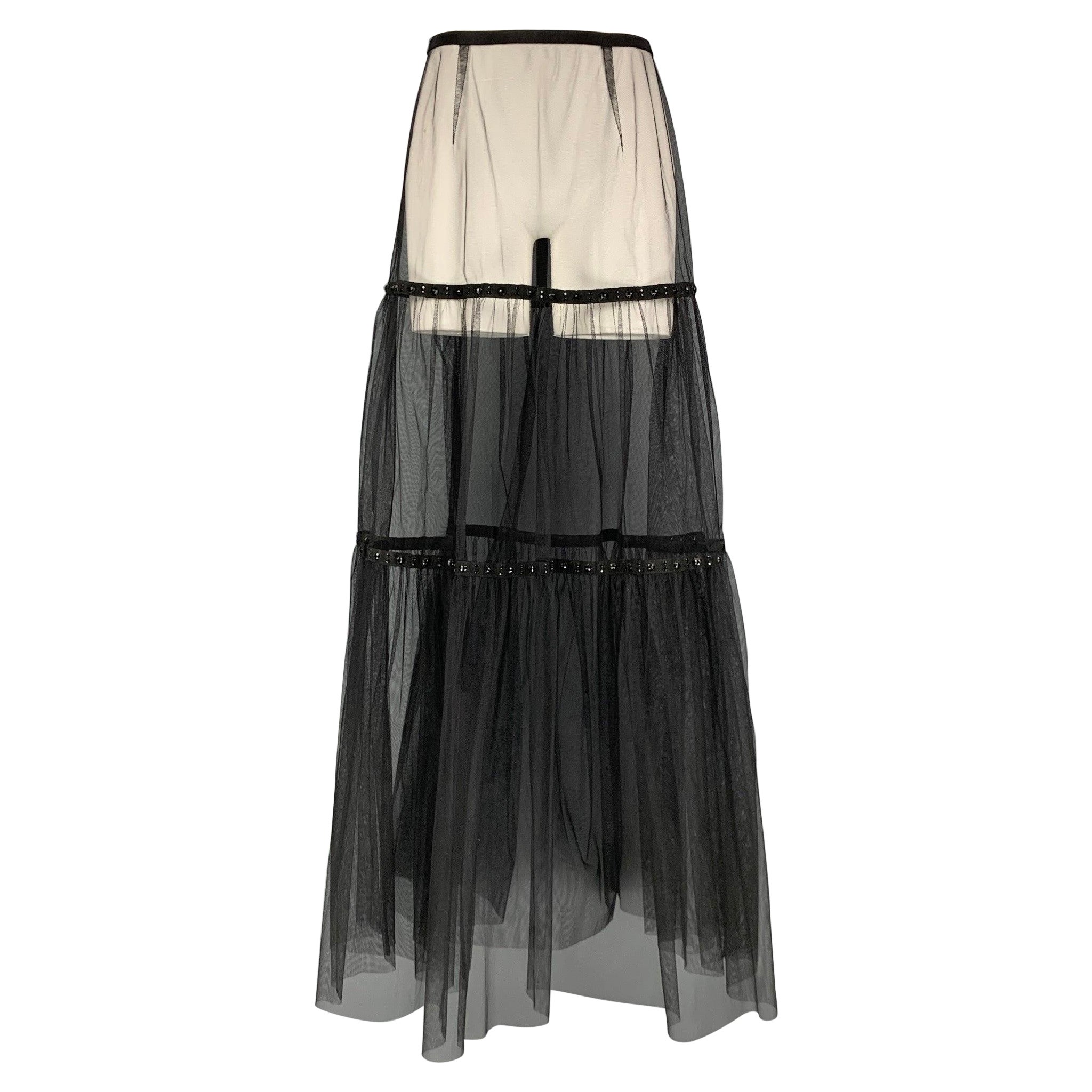MARC JACOBS Size M Black Tulle See Through Maxi Skirt For Sale