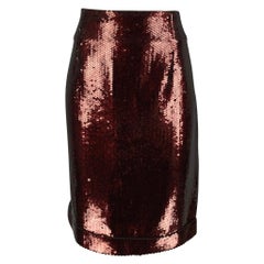 MARC JACOBS Taille 6 Burgundy Black Polyester Blend Sequined A-Line Skirt