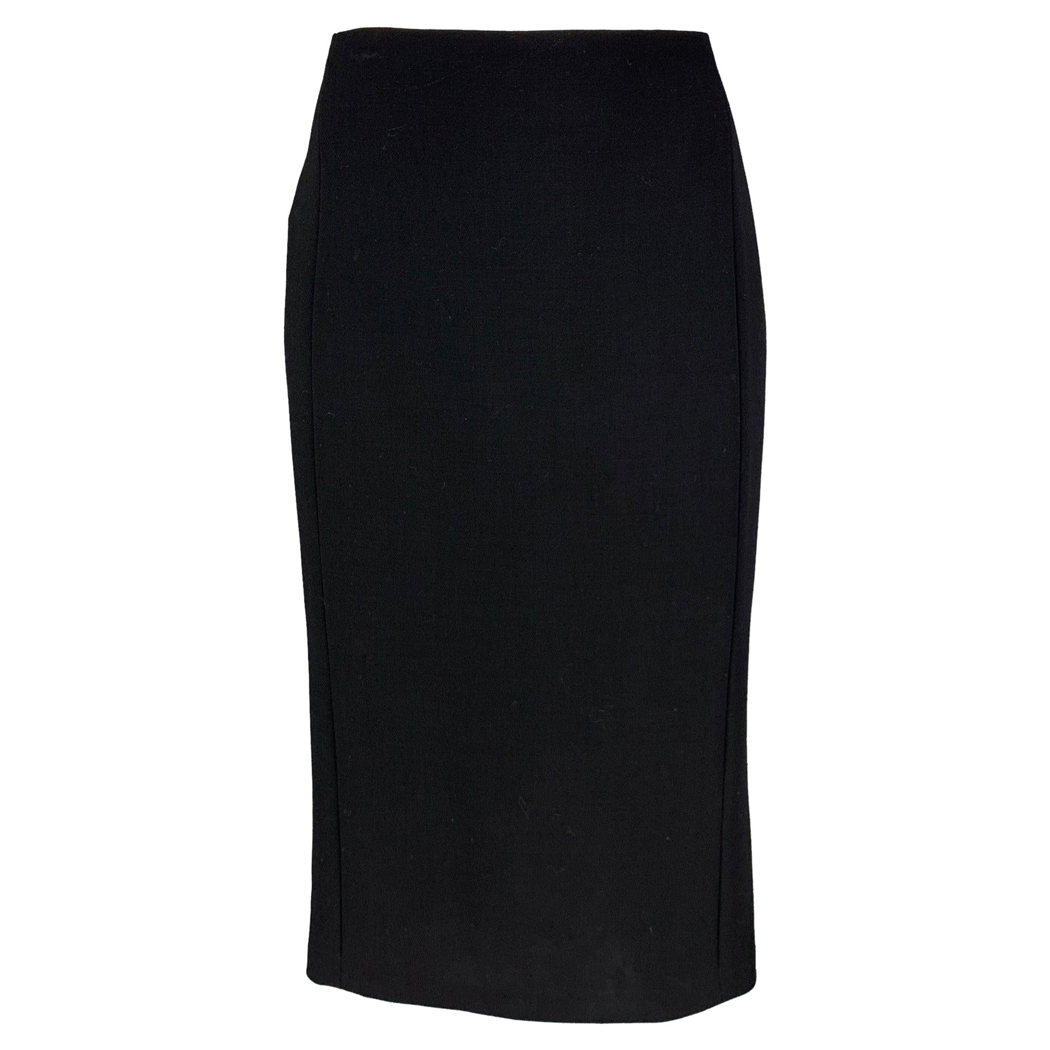 RALPH LAUREN Black Label Size 8 Black Wool Pencil Skirt For Sale