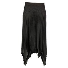 Used ZIMMERMANN Size 2 Black Viscose Polyester Dots Asymmetrical Skirt