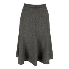 DOLCE & GABBANA Size 4 Grey Wool Blend Herringbone Tulip Below Knee Skirt