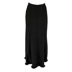 CHANEL Size 4 Black Wool Blend Textured Long Skirt