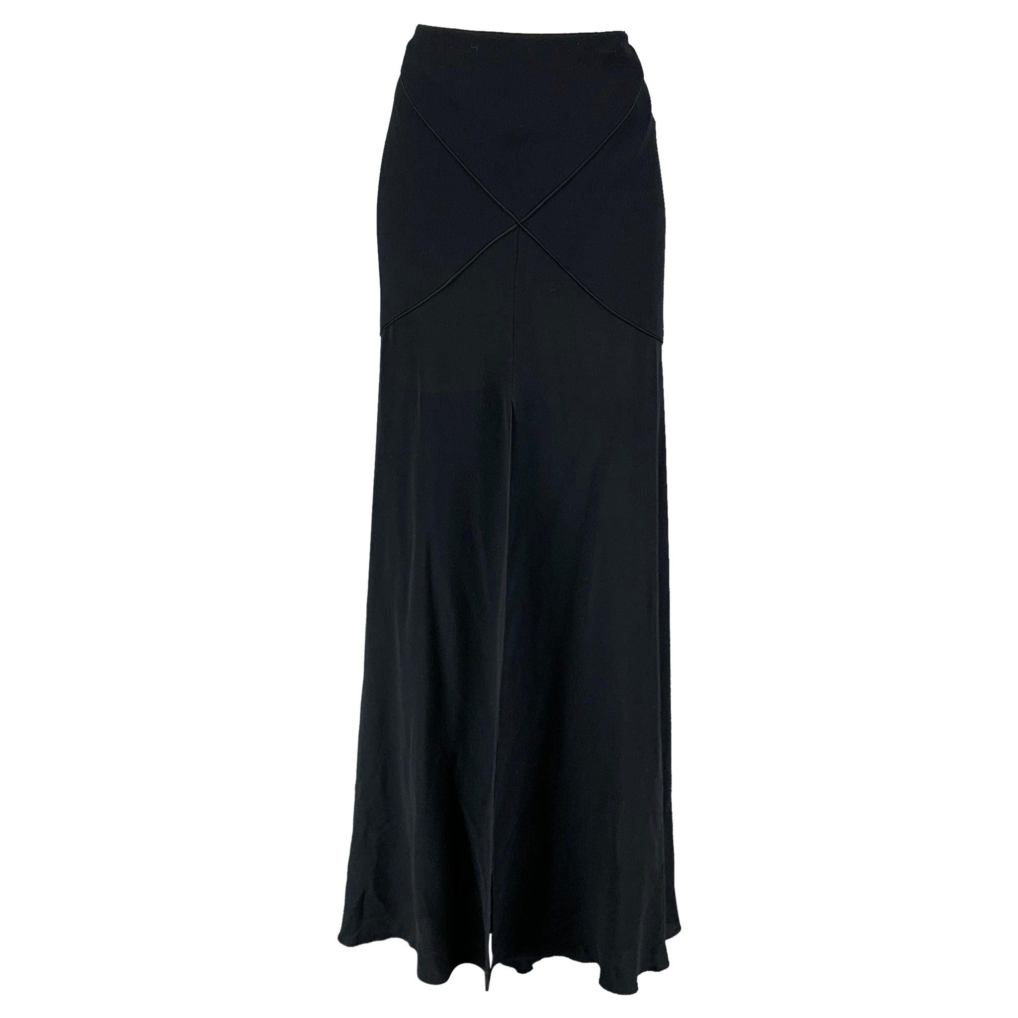 VALENTINO Size 8 Black Acetate Blend Long Skirt For Sale
