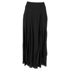 CHANEL Size 6 Black Silk Pleated Wide Leg Skirt