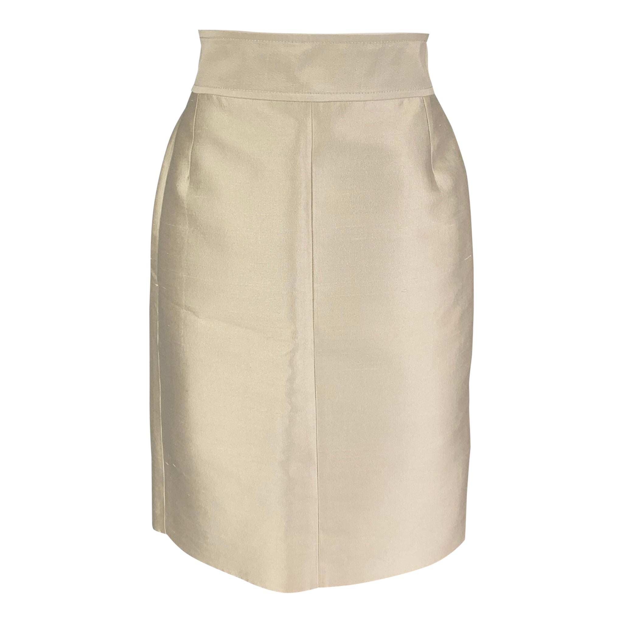 STELLA McCARTNEY Size 27 Champagne Silk Cotton Pencil Skirt For Sale
