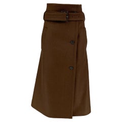 THE ROW Taille XS Brown Wool Polyamide Benito Belted Paperbag Skirt