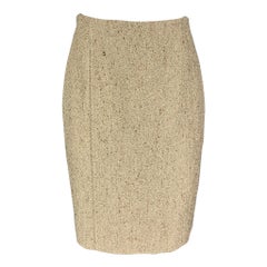 VALENTINO Size 6 Gold Viscose Blend Textured Pencil Skirt