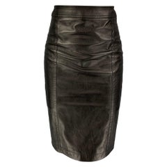 SAINT LAURENT Size 2 Black Lamb Skin Pencil Skirt