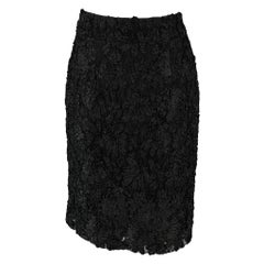 BURBERRY PRORSUM Size 6 Black Rayon Polyamide Guipure Pencil Skirt