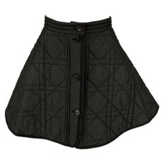 CHRISTIAN DIOR Size 2 Black Quilted Polyester A-Line Mini Skirt