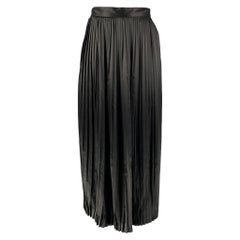 CHRISTIAN DIOR Size 6 Black Silk Pleated Mid-Calf Skirt