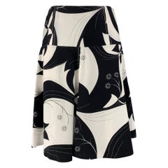 DOLCE & GABBANA Size 4 Black White Cotton Abstract Circle Skirt
