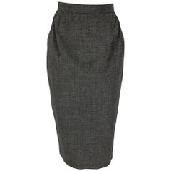 MOSCHINO COUTURE Size 6 Grey Wool Polyamide Heather Mid-Calf Skirt