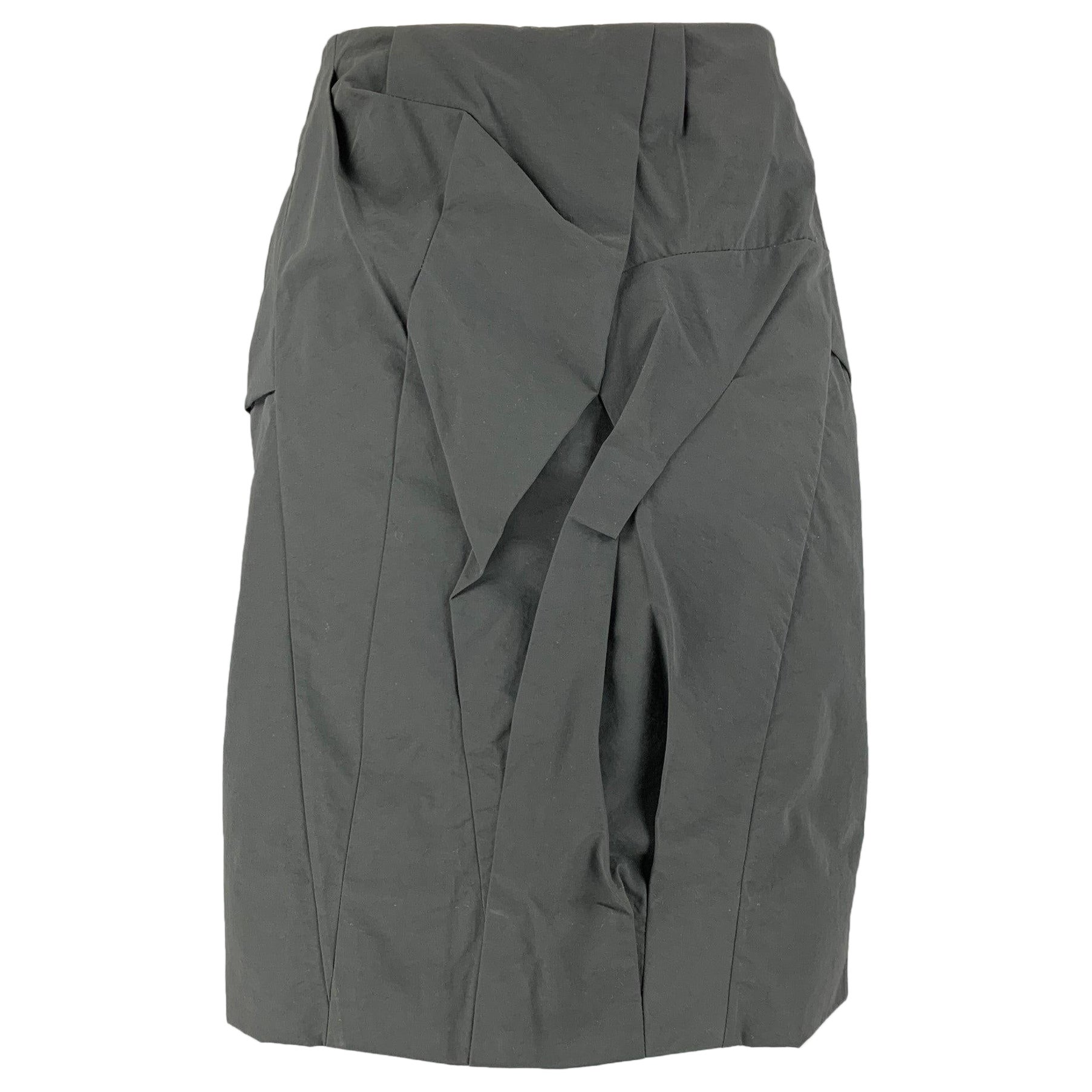 MARNI Size 2 Slate Cotton & Nylon Abstract Pencil Skirt