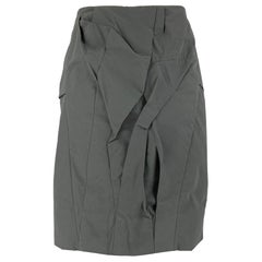 MARNI Size 2 Slate Cotton & Nylon Abstract Pencil Skirt