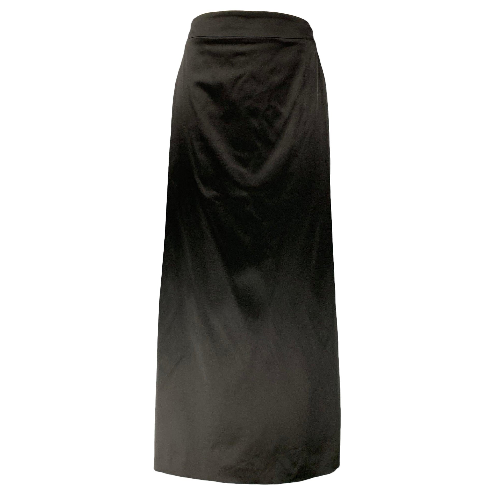 JIL SANDER Size 6 Black Acetate Blend Solid Evening Long Skirt For Sale