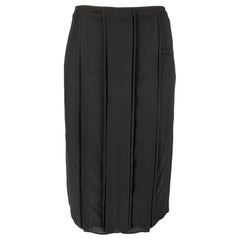 YVES SAINT LAURENT Size 4 Black Silk Pleated Pencil Skirt