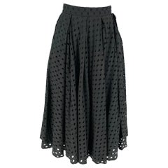 MOSCHINO Size 8 Black Cotton Eyelet A-Line Skirt